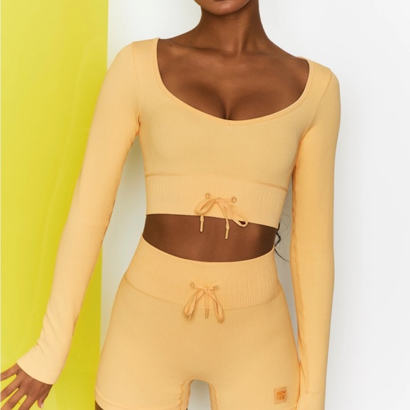 bo + tee Tops - Bo + Tee Ribbed Long Sleeve Active Crop Top